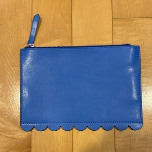 NWOT Blue Leather Scalloped Clutch